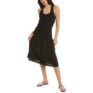 Nation LTD Black Sahar Midi Cotton Smocked-Waist Dress